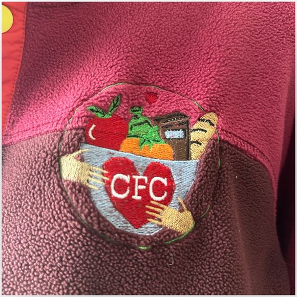 Burton Snap Collar Color Block Fleece Pullover Size M, Maroon Red - Picture 8 of 12